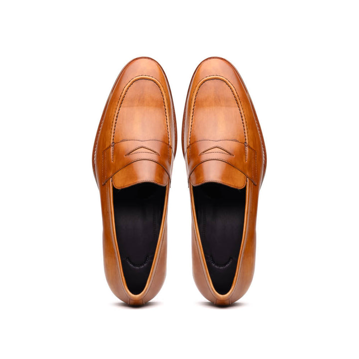 15-400-CML ROMA Hand Burnished Calfskin Penny Loafer Camel