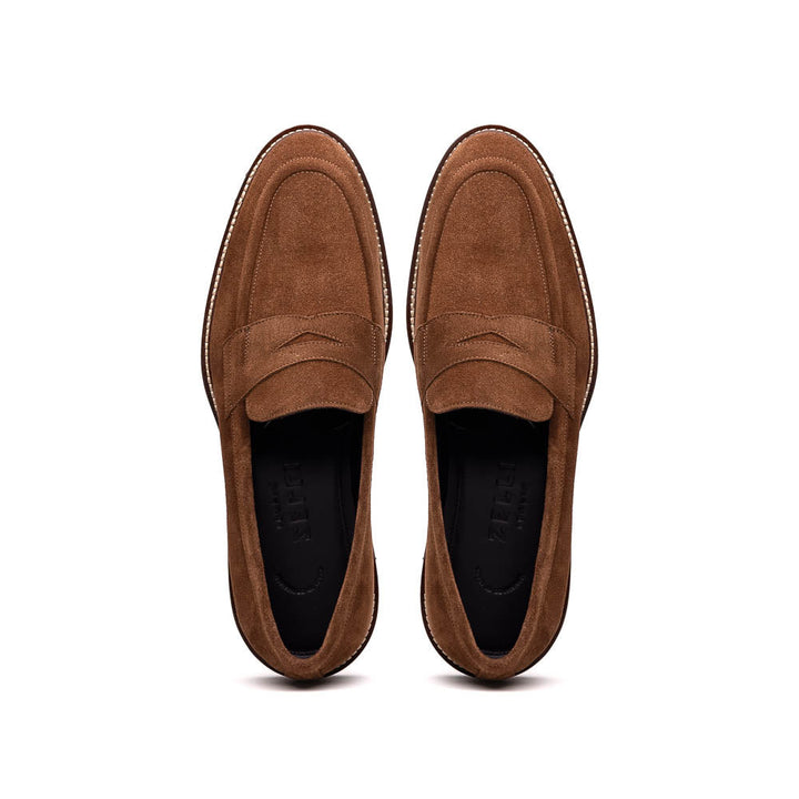 16-657-TOB ROMA Italian Suede Penny Loafers Tobacco