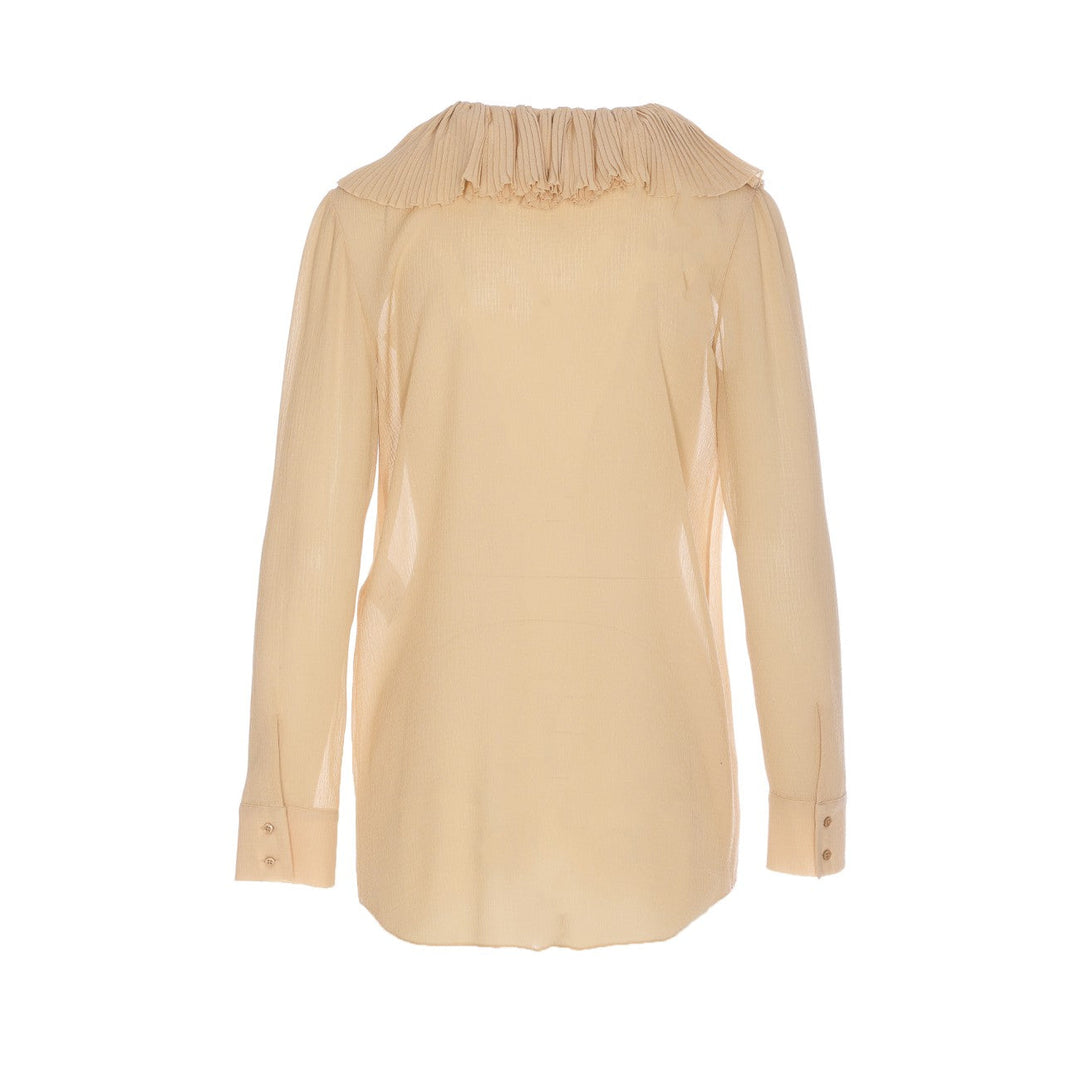 Saint Laurent Women Ruffled Blouse In Muslin Silk Crepe