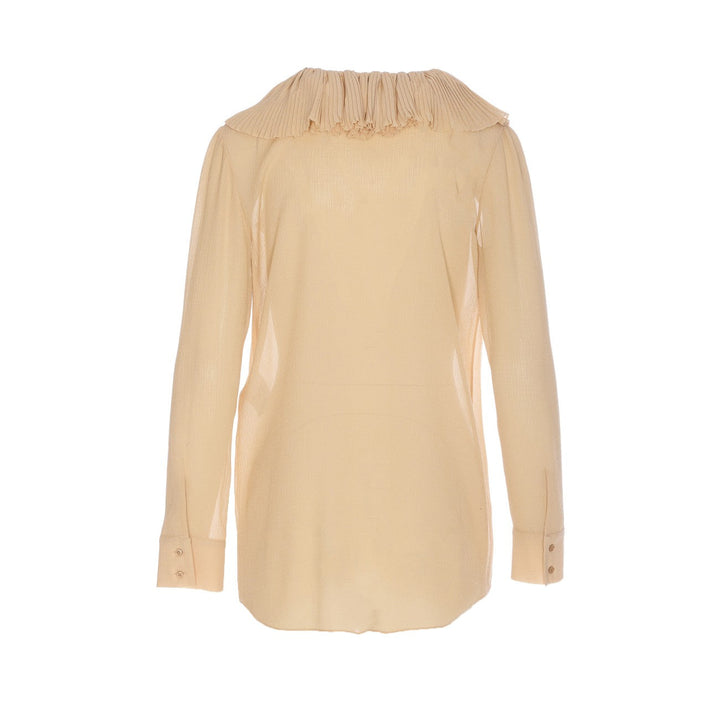 Saint Laurent Women Ruffled Blouse In Muslin Silk Crepe