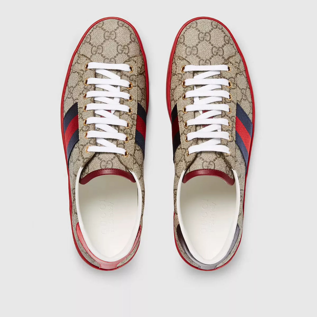 Ace Supreme GG Guccissima Logo Web Stripe Flat Sneakers