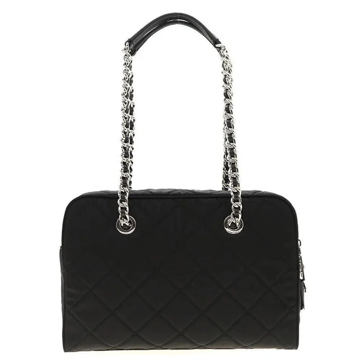 Prada Chain Shoulder Bag Quilted Black Nylon