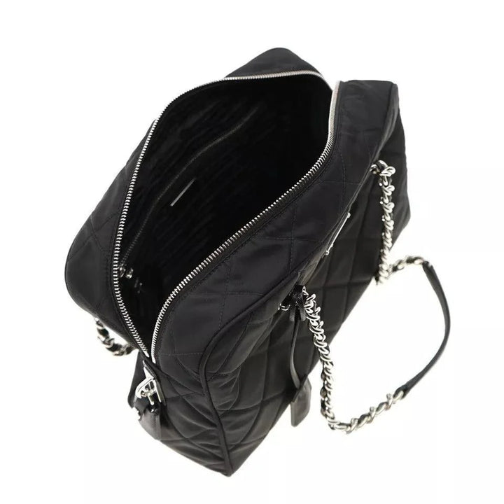 Prada Chain Shoulder Bag Quilted Black Nylon