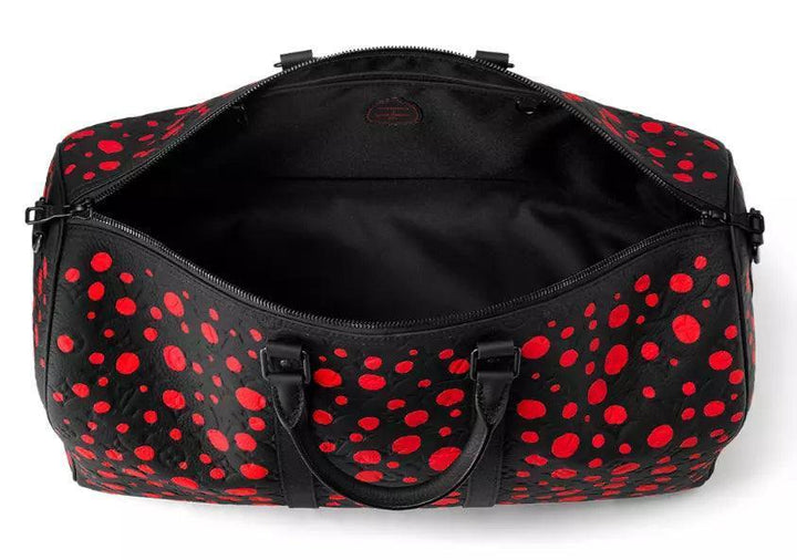 Louis Vuitton X YK Keepall 50 - Kusama Black with Red Spots
