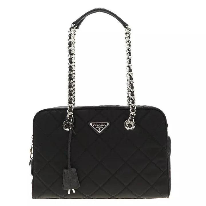 Prada Chain Shoulder Bag Quilted Black Nylon