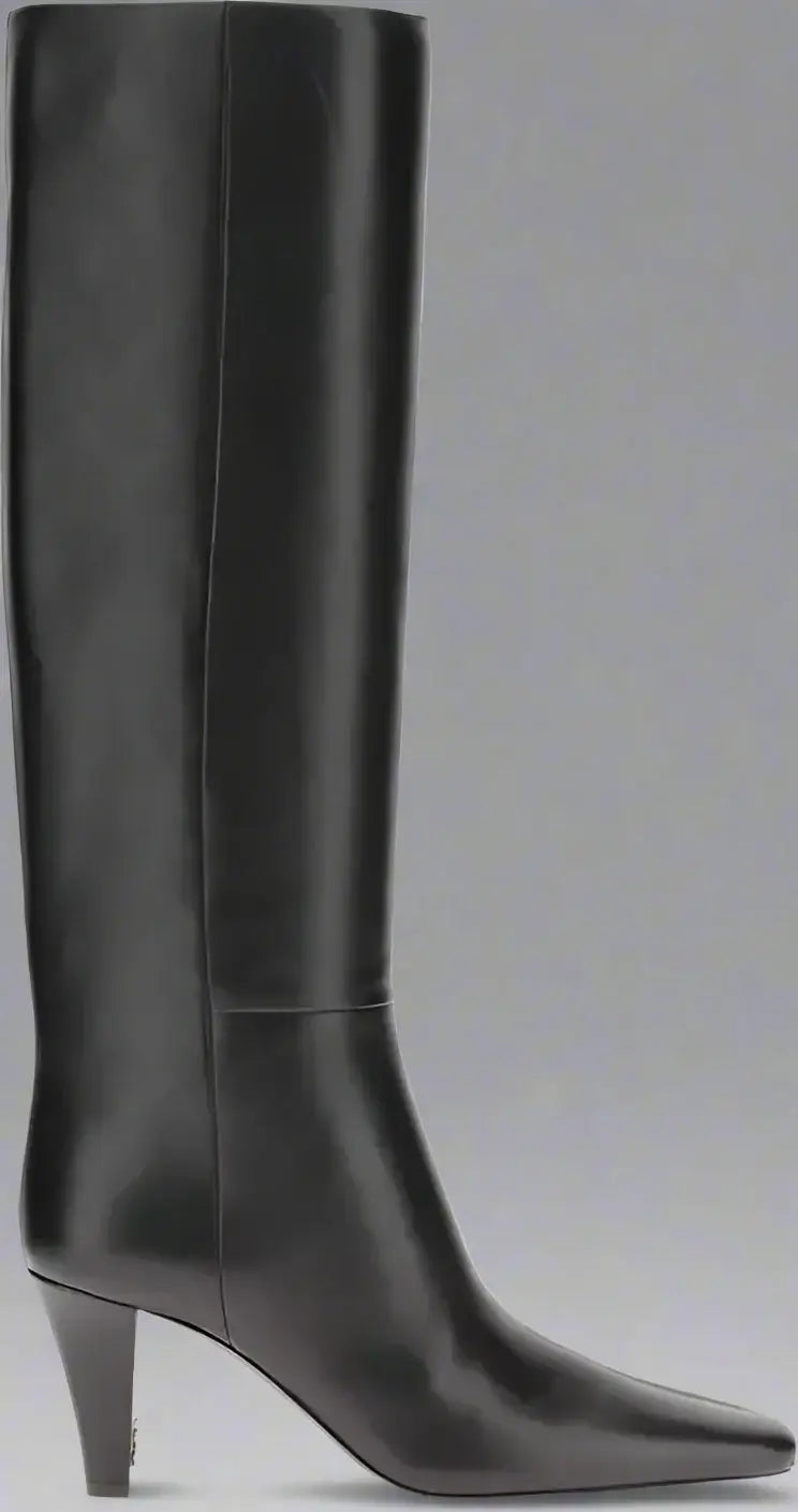 Black knee-high boot on a white background