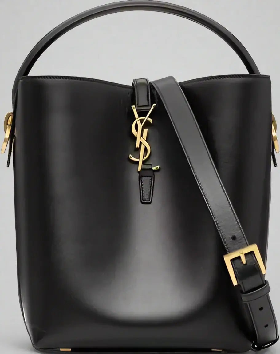 SAINT LAURENT black Le 37 Leather Medium Bucket Bag
