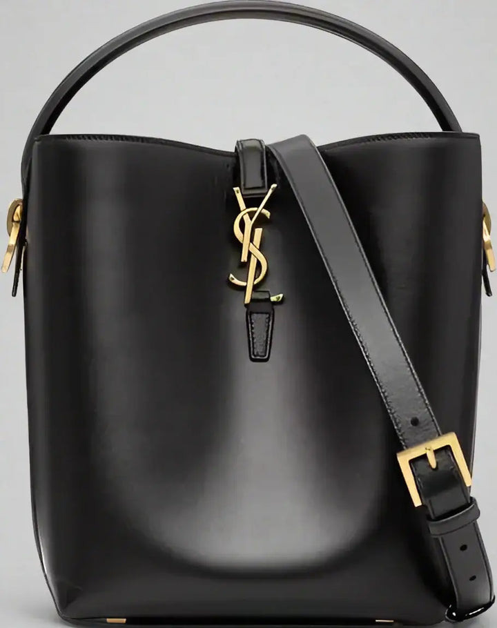 SAINT LAURENT black Le 37 Leather Medium Bucket Bag