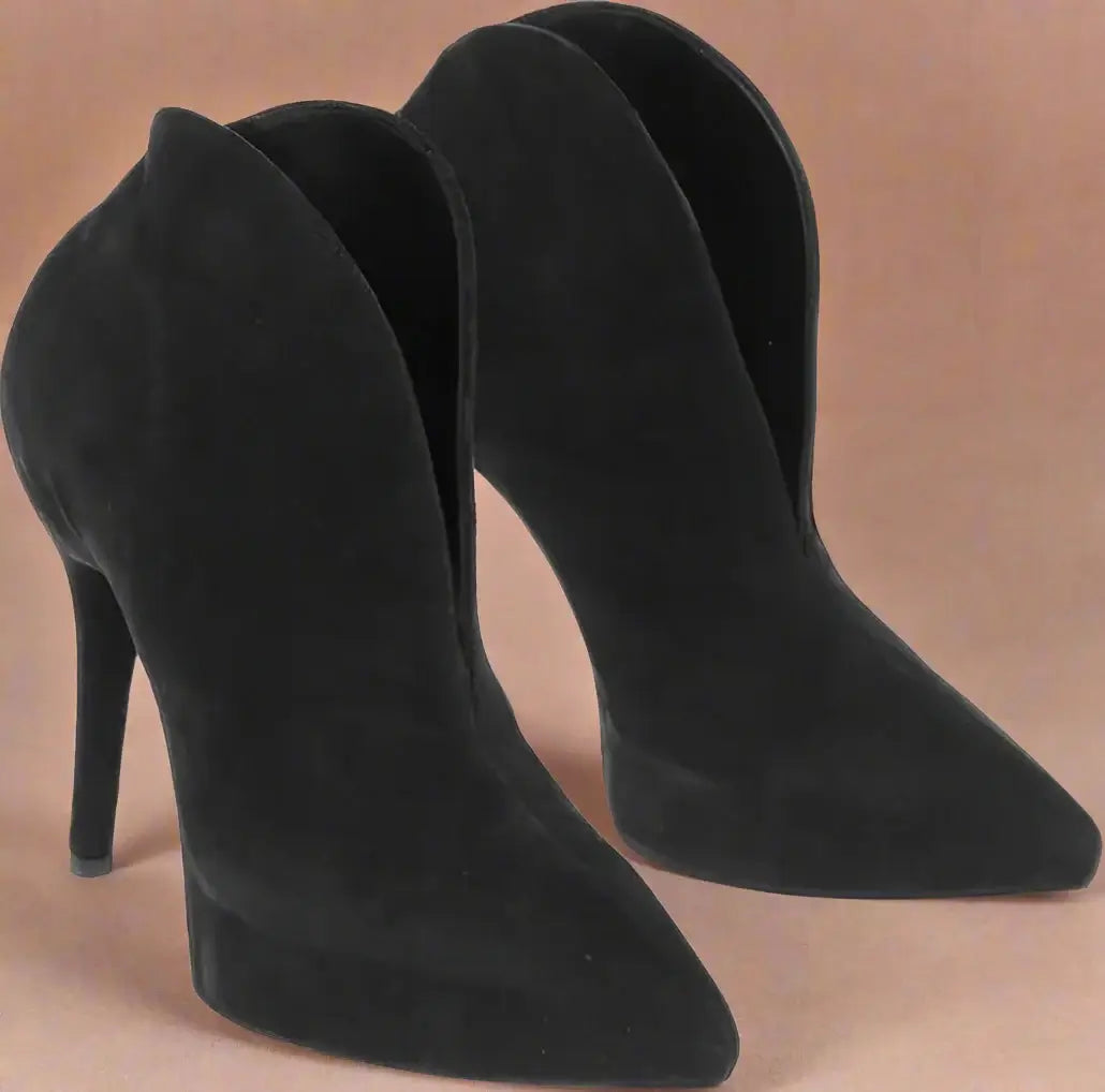 Alaïa black Suede Booties with Front V Design 11cm