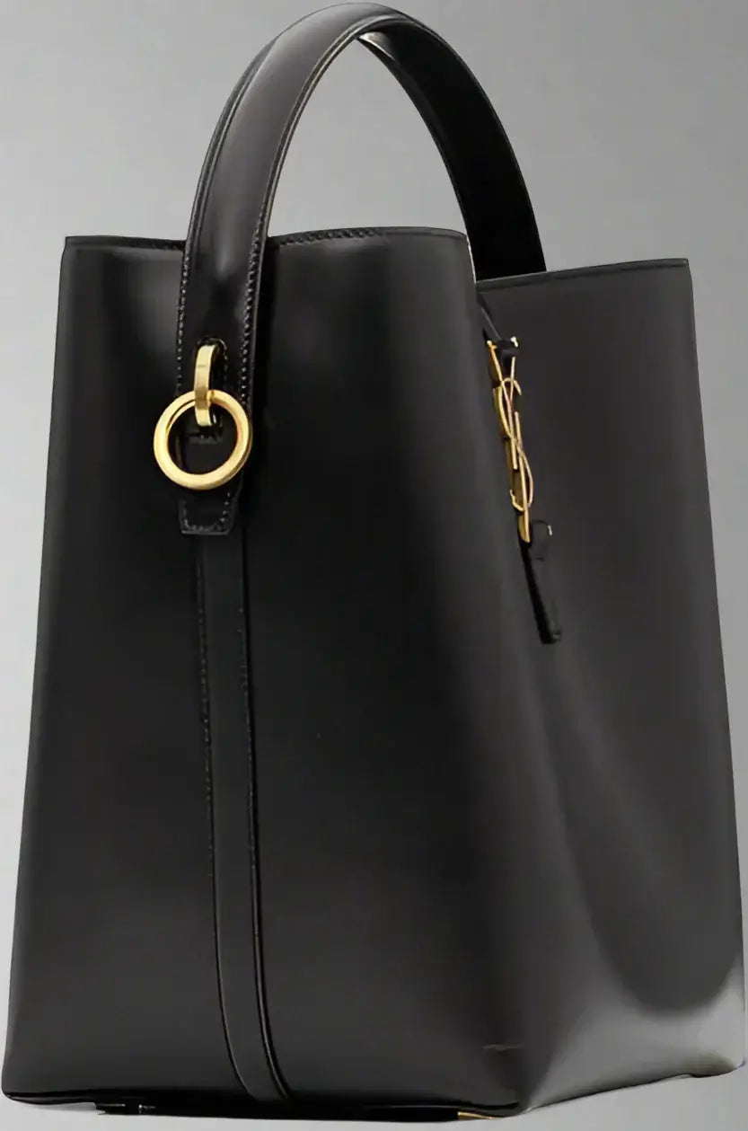 SAINT LAURENT black Le 37 Leather Medium Bucket Bag