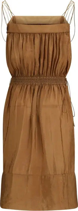 Brown dress with thin straps on a white background