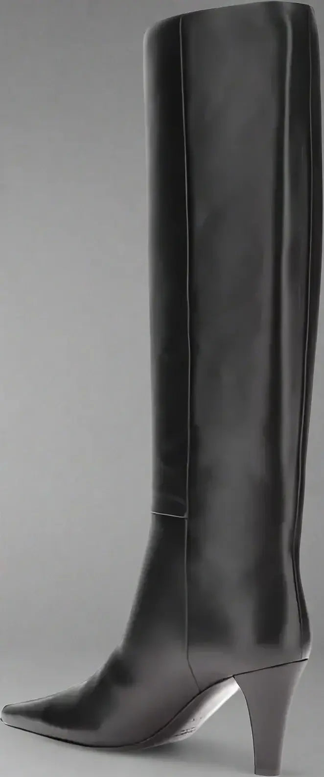 Black knee-high boot on a white background