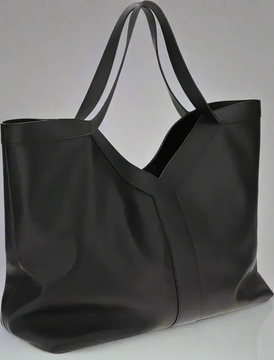 Black tote bag on a white background