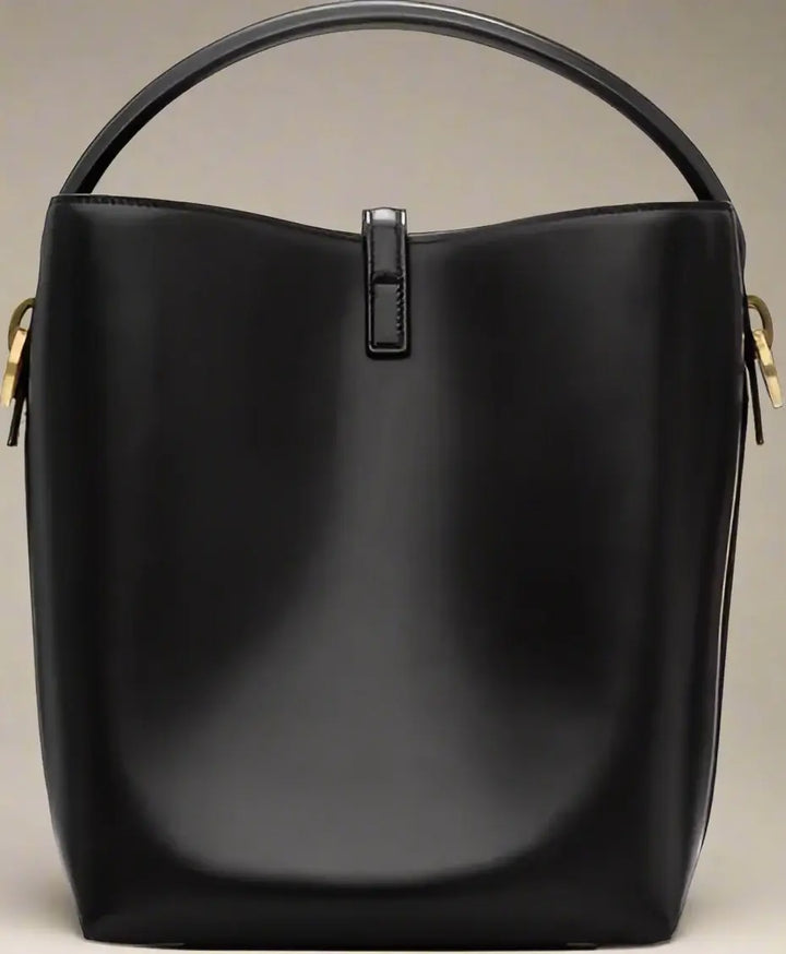 SAINT LAURENT black Le 37 Leather Medium Bucket Bag