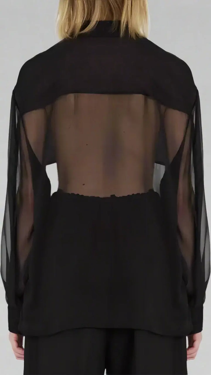 SAINT LAURENT women's black Silk Crepe Muslin Shirt