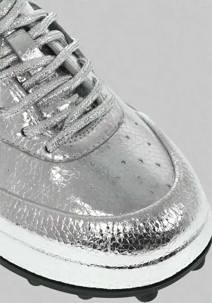 Jil Sander Textured Lamè Leather Lcae-up Sneakers