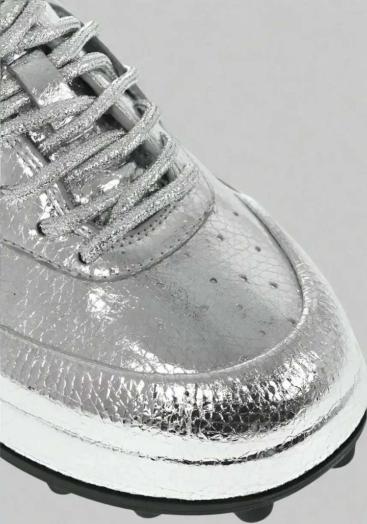 Jil Sander Textured Lamè Leather Lcae-up Sneakers