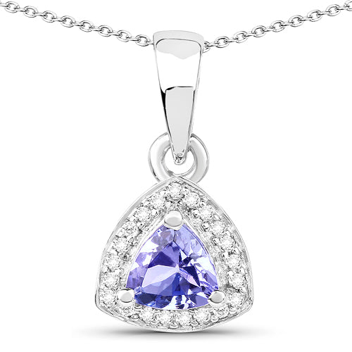 3.22 Carat Genuine Tanzanite &amp; White Topaz .925 Sterling Silver Ring