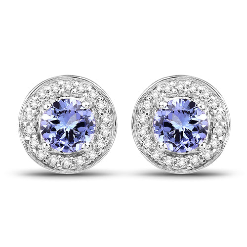 3.22 Carat Genuine Tanzanite &amp; White Topaz .925 Sterling Silver Ring