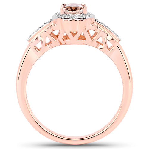 1.98 Carat Genuine Morganite and White Topaz .925 Sterling Silver 3 Piece Jewelry Set (Ring, Earrings, and Pendant w/ Chain)