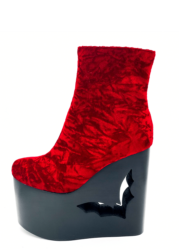 Deadwood Oxblood Velvet Wedge Boot