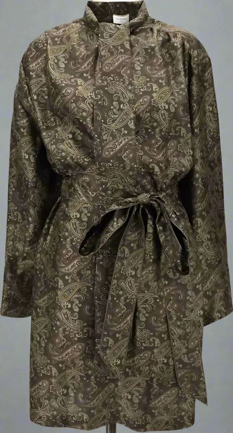 SAINT LAURENT brown certified Silk lavallière short Dress