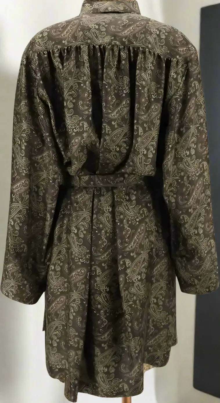 SAINT LAURENT brown certified Silk lavallière short Dress