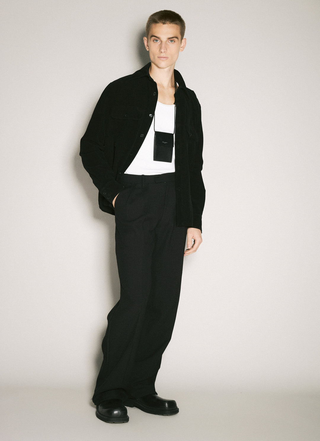 Saint Laurent Men Logo Print Mini Crossbody Bag