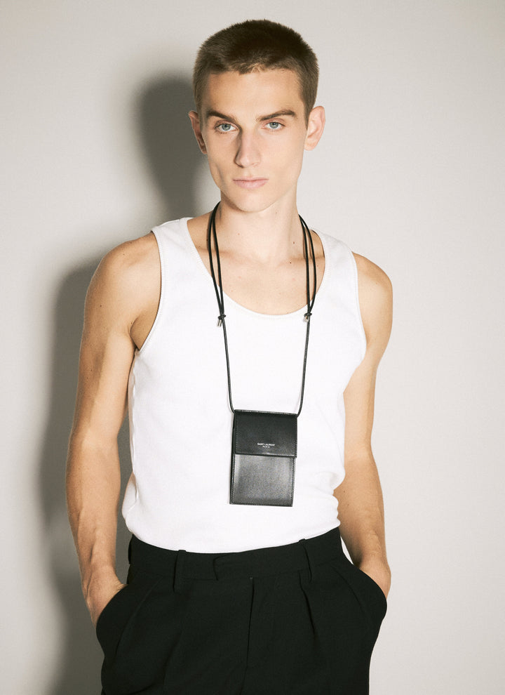 Saint Laurent Men Logo Print Mini Crossbody Bag