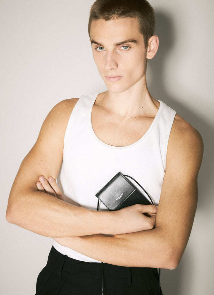 Saint Laurent Men Logo Print Mini Crossbody Bag