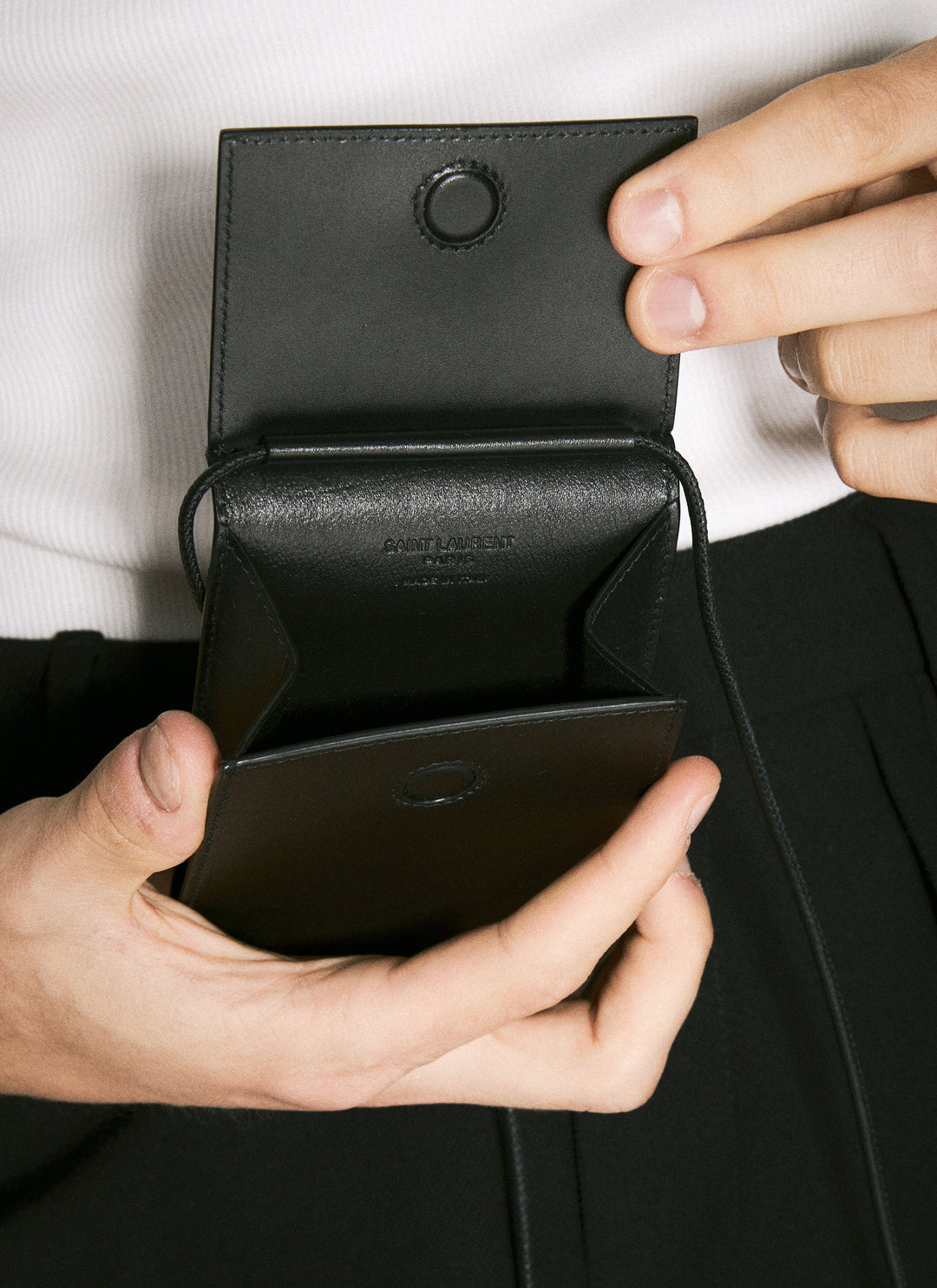 Saint Laurent Men Logo Print Mini Crossbody Bag