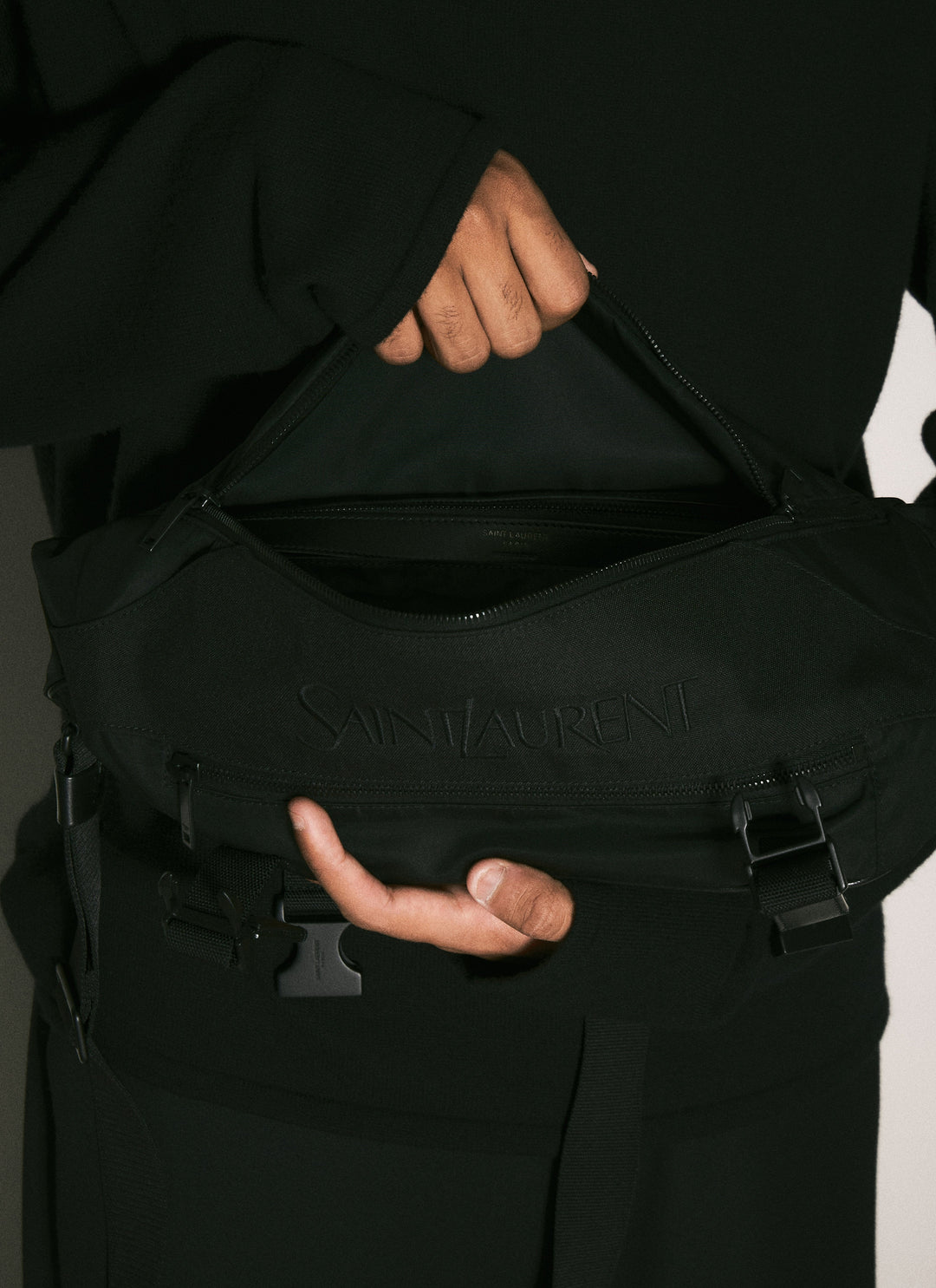 Saint Laurent Men Logo Embroidery Crossobdy Bag