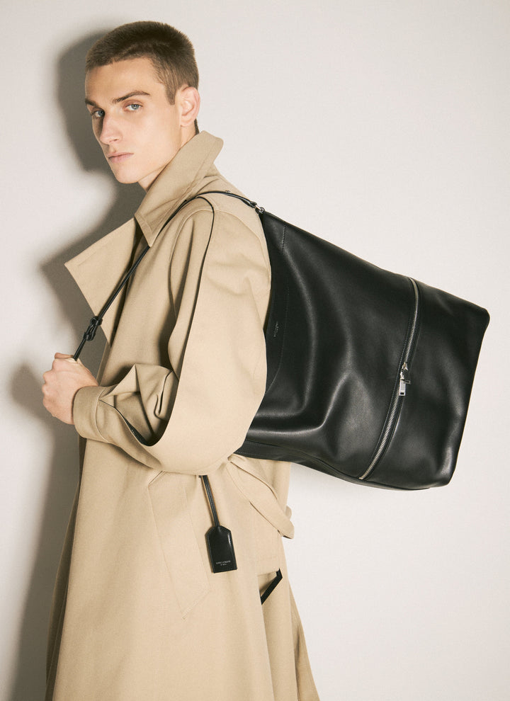 Saint Laurent Men Leather Hobo Tote Bag