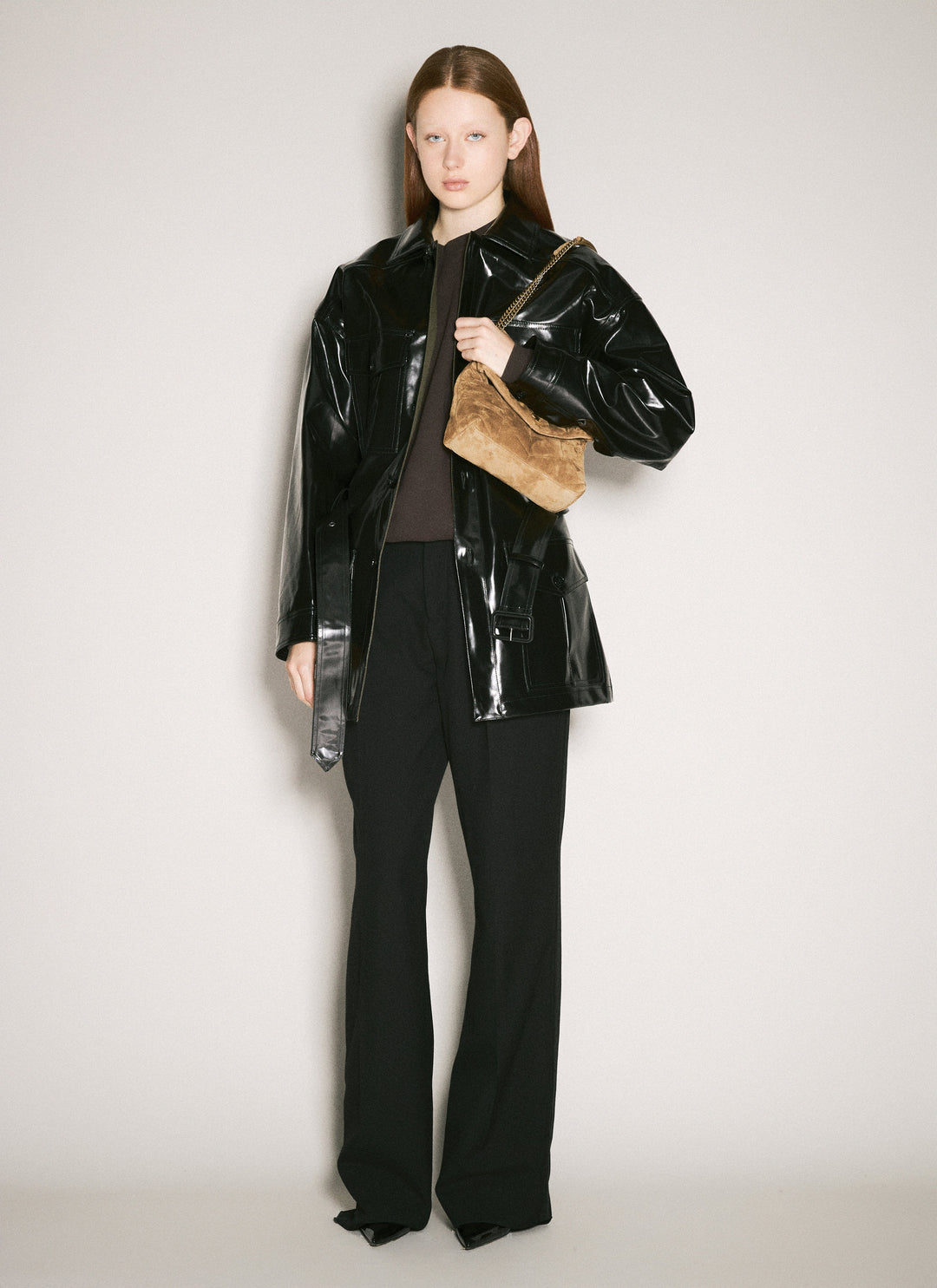 Saint Laurent Women Logo Patch Fleece Sweatshirt