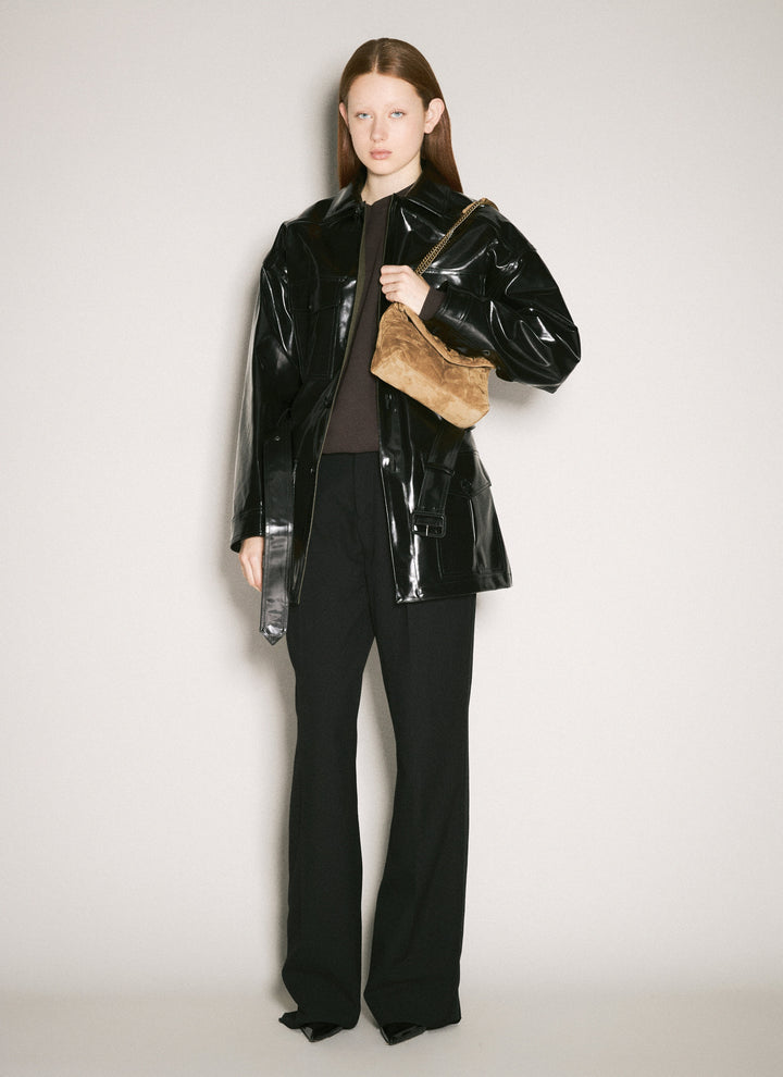 Saint Laurent Women Logo Patch Fleece Sweatshirt