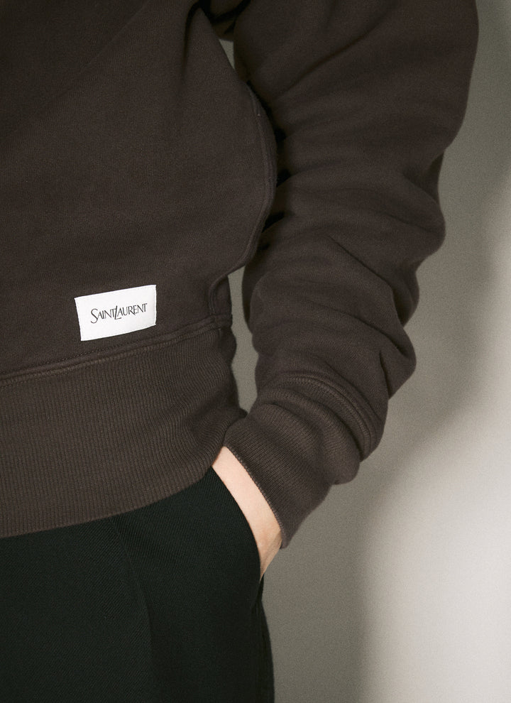 Saint Laurent Women Logo Patch Fleece Sweatshirt