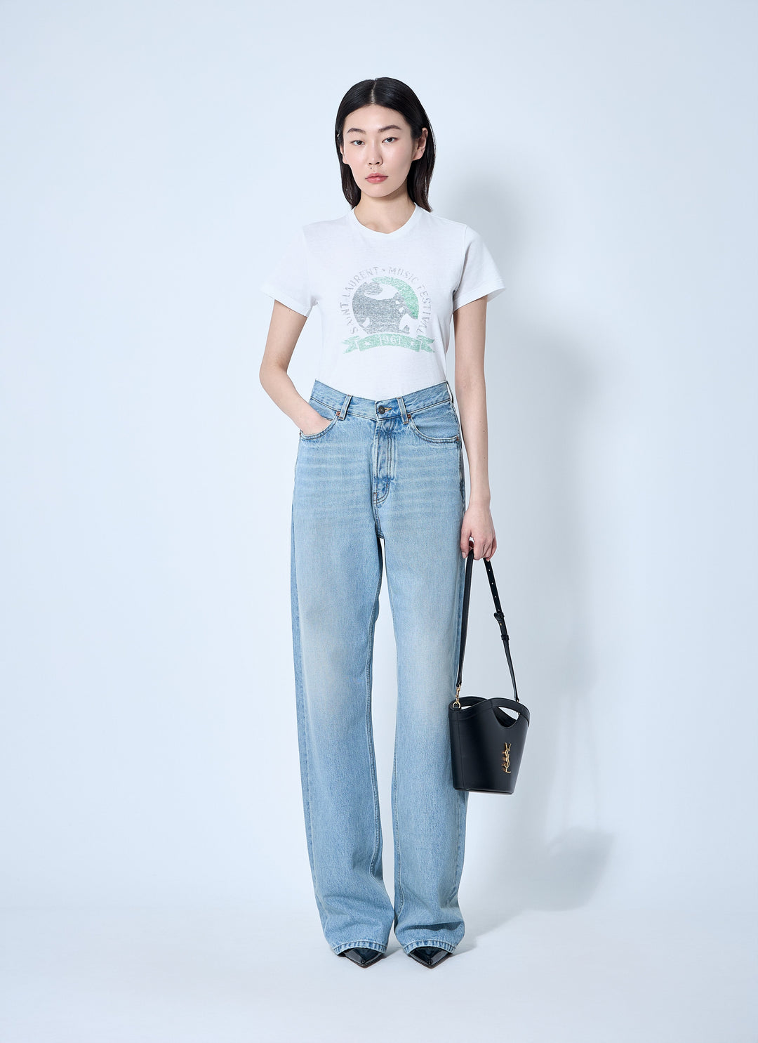 Saint Laurent Women Logo Motif T-Shirt