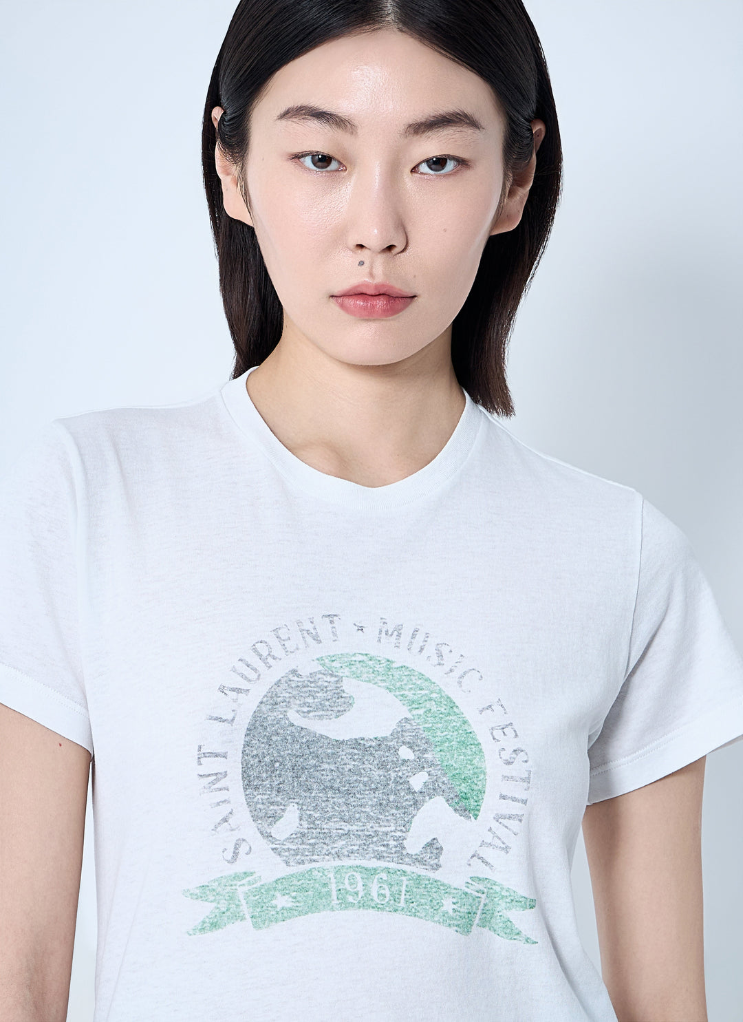 Saint Laurent Women Logo Motif T-Shirt