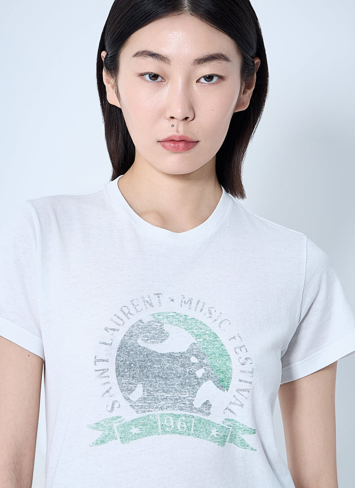 Saint Laurent Women Logo Motif T-Shirt