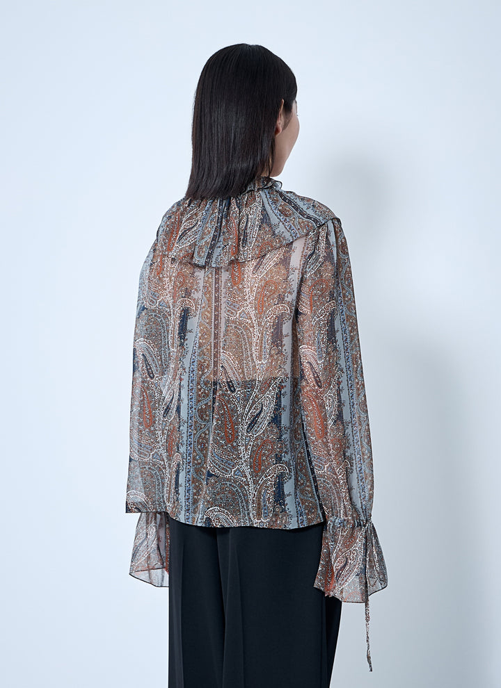 Saint Laurent Women Paisley Silk Georgette Blouse