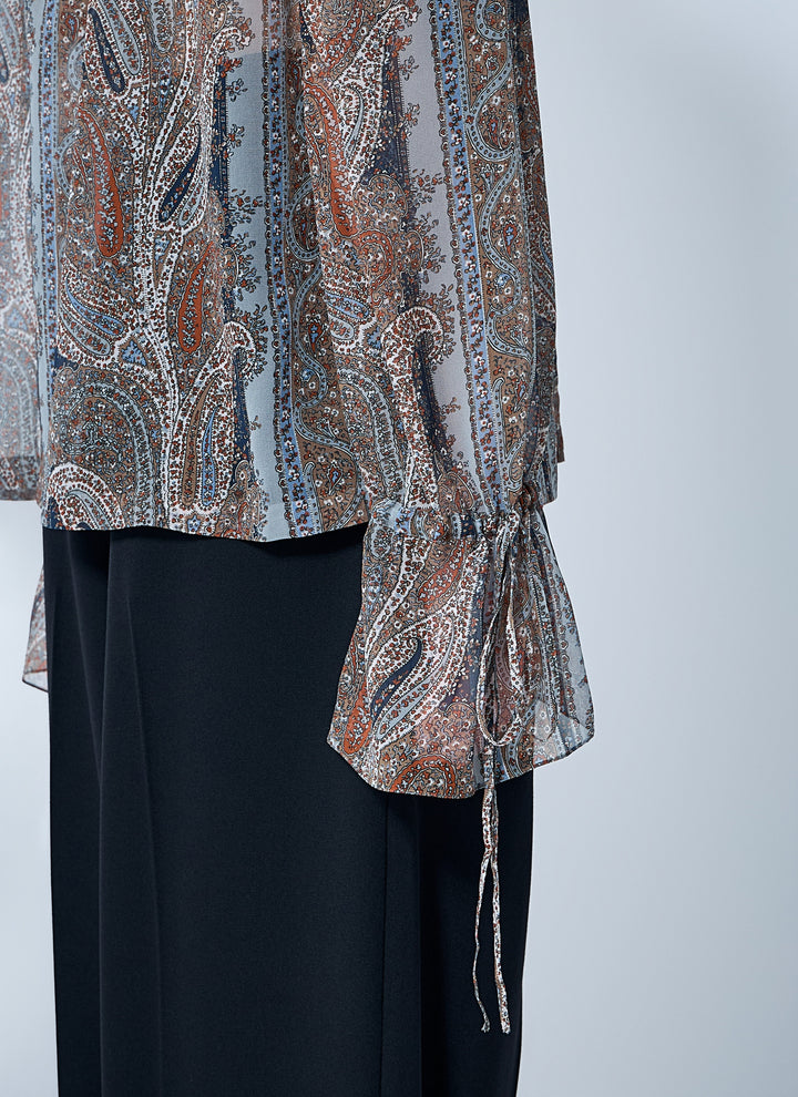 Saint Laurent Women Paisley Silk Georgette Blouse