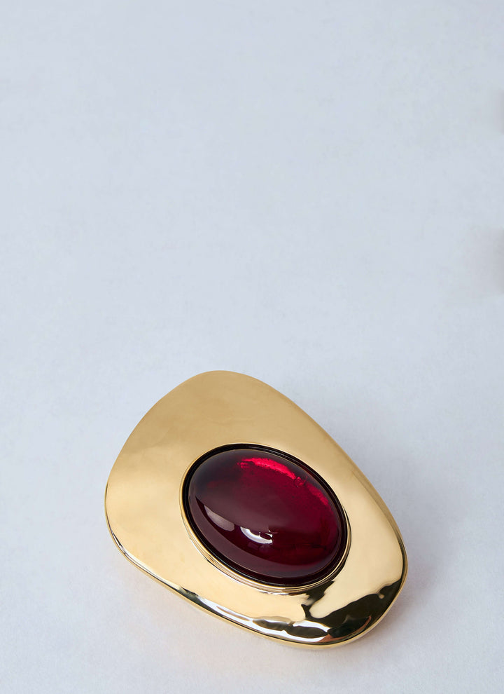 Saint Laurent Women Resin And Metal Cabochon Earrings