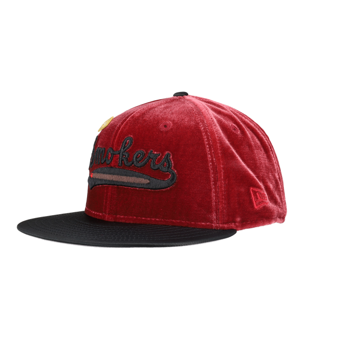 Tampa Smokers Velvet Cap Black Satin Visor NewEra 59Ffity Fitted Hat