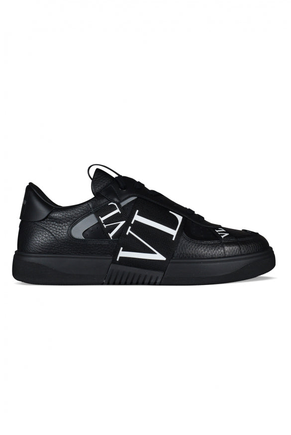 Black Valentino Garavani leather sneakers with embellished logos