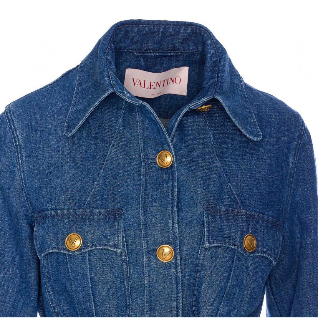 Valentino Garavani Women Solid Sahariana In Denim