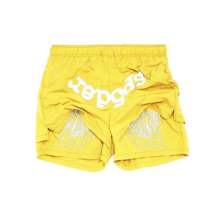 Sp5der Yellow Logo Shorts