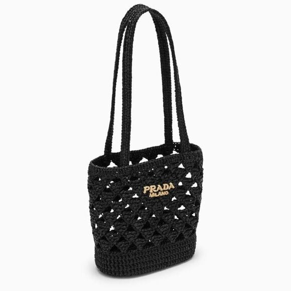 Prada Women Raffia Medium Shoulder Bag