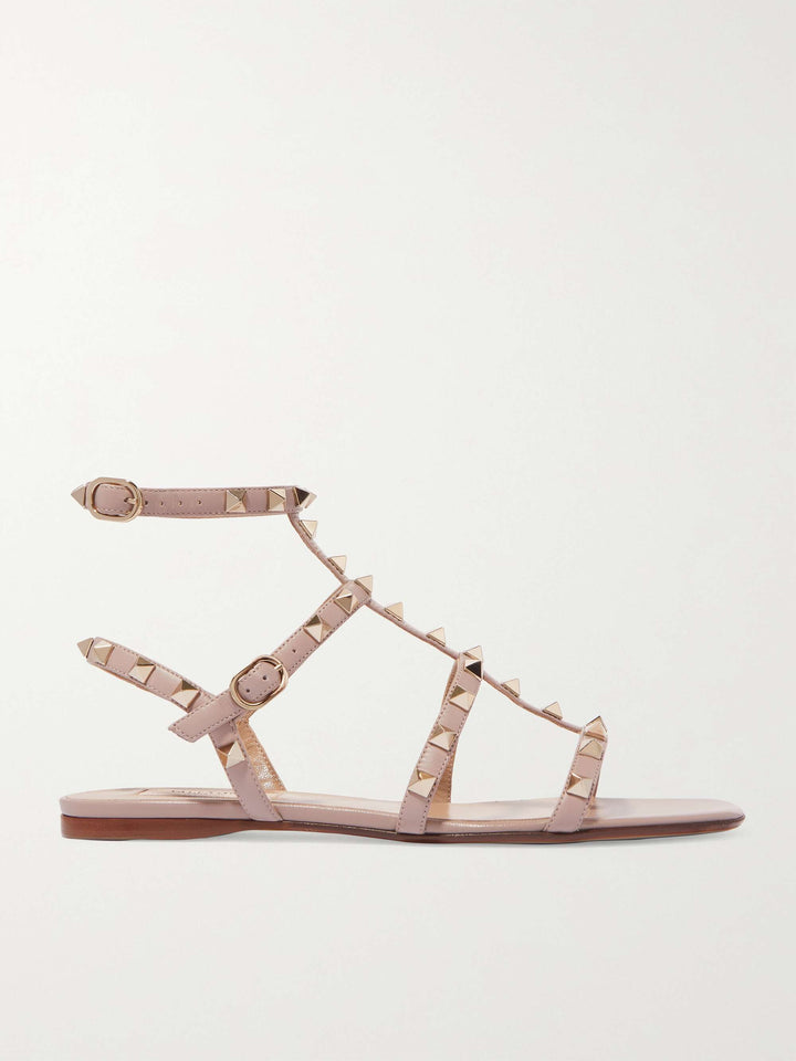 Valentino Women Blush Garavani Rockstud Leather Sandals