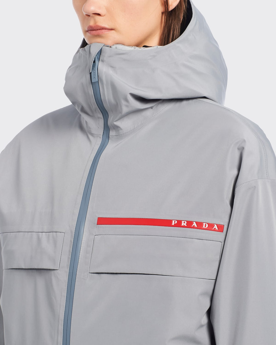 Prada Women Grey Gore-Tex® Oversize K-Way