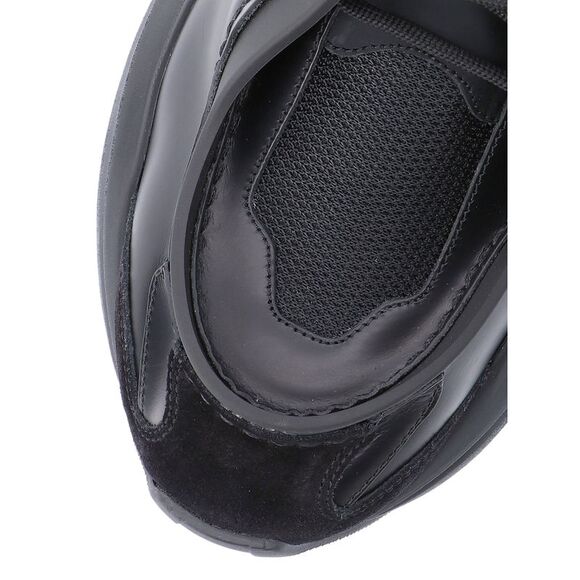 Prada Men Systeme Brushed Leather Sneakers With Bike Fabric In Black